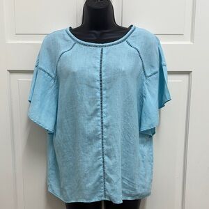 Linen Women's Light Blue Top